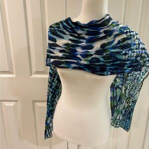 Anne Klein Blue and Green Patterned Women's Scarf